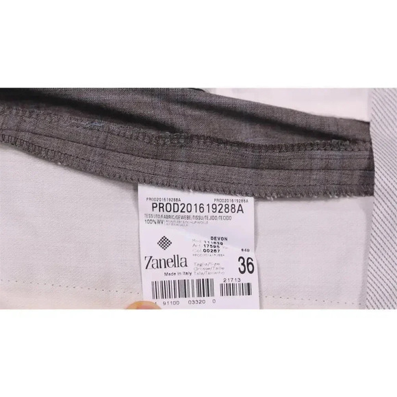 Zanella Current Devon Brown w/ Blue Windowpane Flat Front Wool Pants 36x29 - Picture 7 of 8